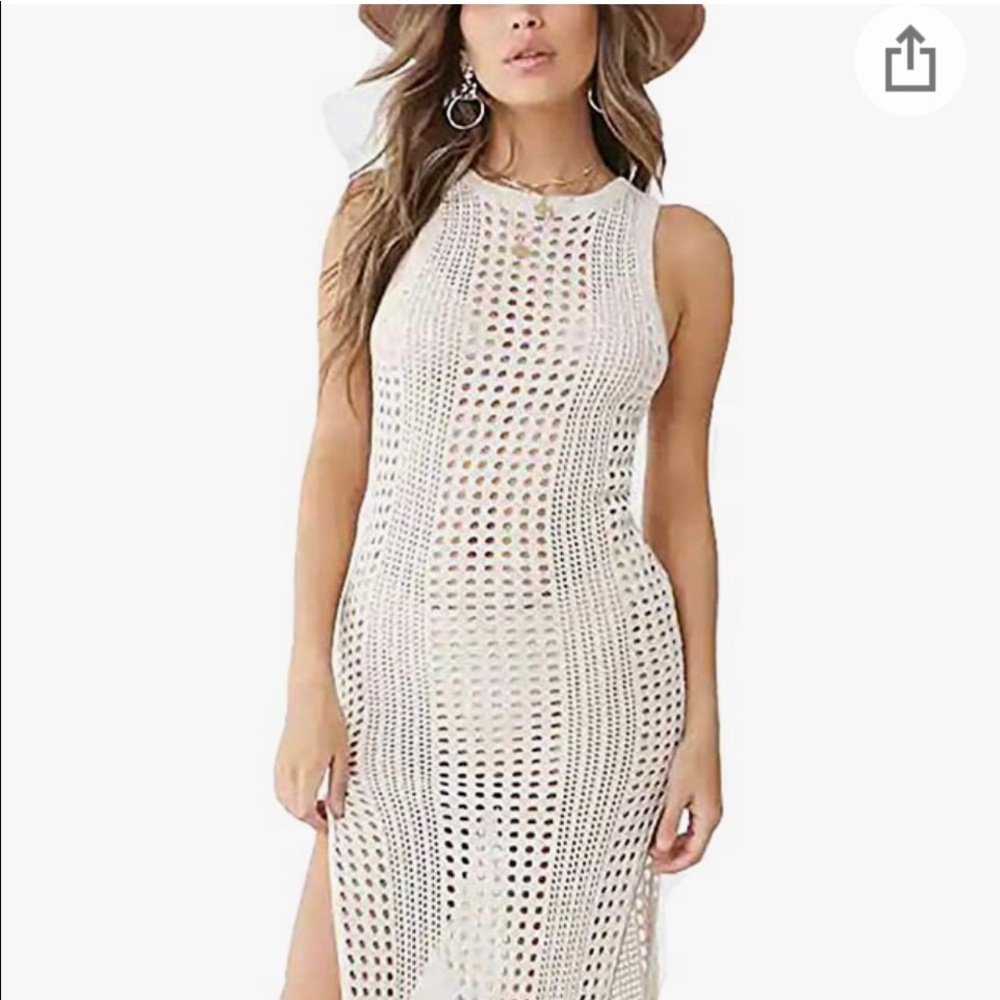 Tunic Swimwear Cover Up Crochet Hollow Beach Bikini Dress